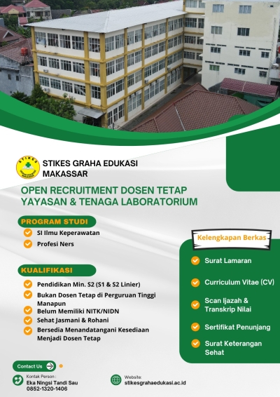 Open Recruitment Dosen Tetap Yayasan &amp; Tenaga Laboratorium STIKes Graha Edukasi Makassar